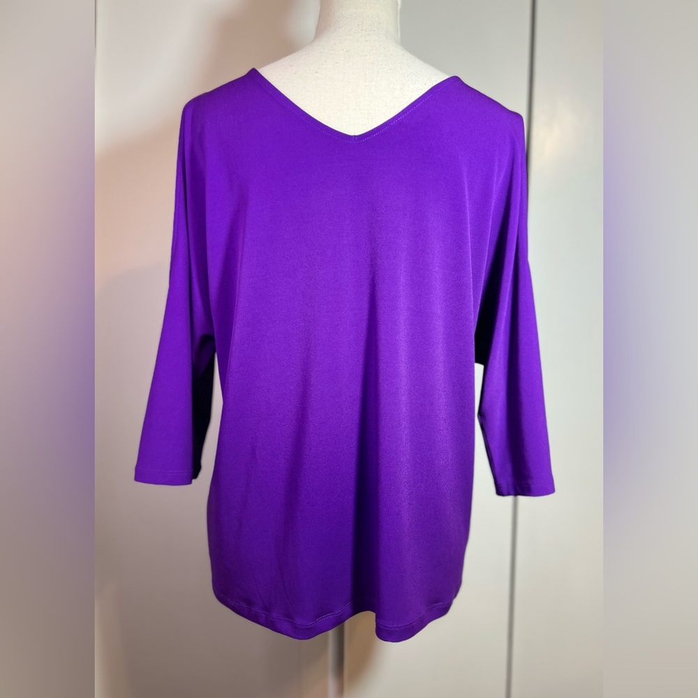 INC International Concepts Rich Purple Top Women’s size LP Cold Shoulder - Picture 4 of 8
